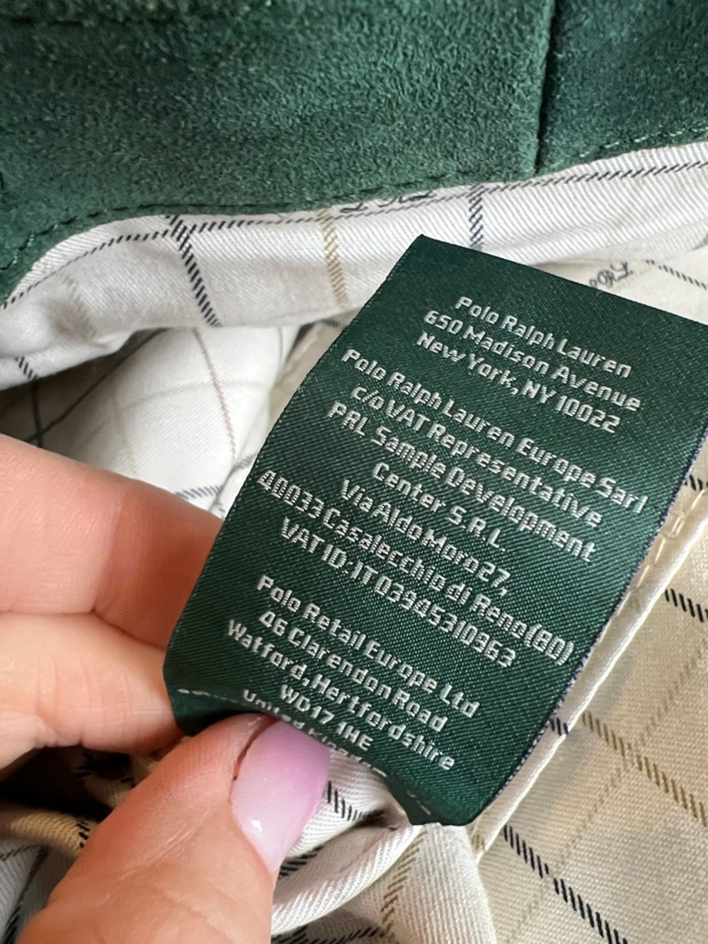 Lauren Ralph Lauren Deep Green Suede Tote with Black Leather Straps - Picture 7 of 11